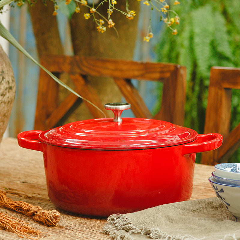 Enamel Cast Iron Soup Pot with Lid for Cooking