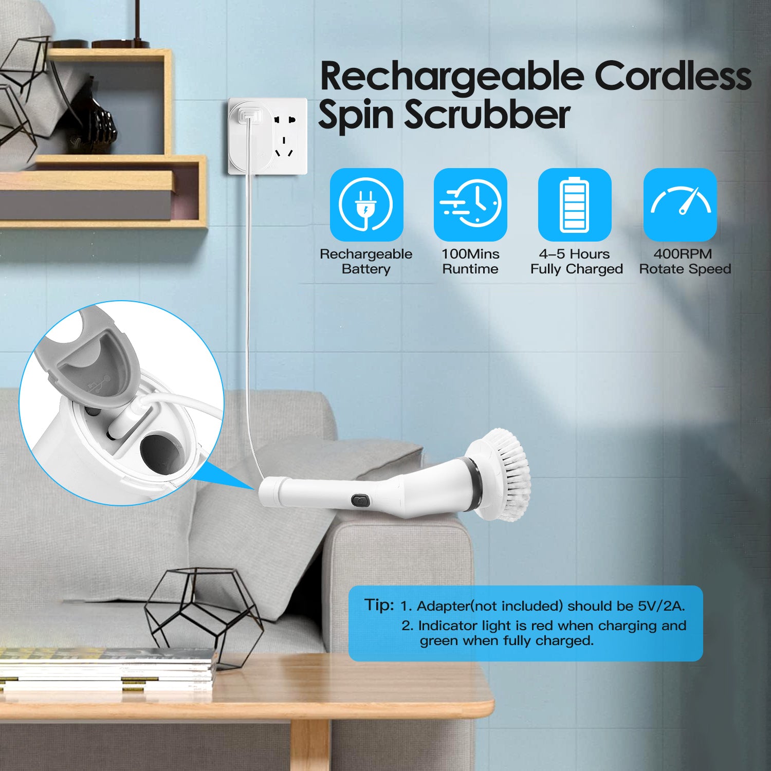 Electric Spin Scrubber Cordless Cleaning Brush