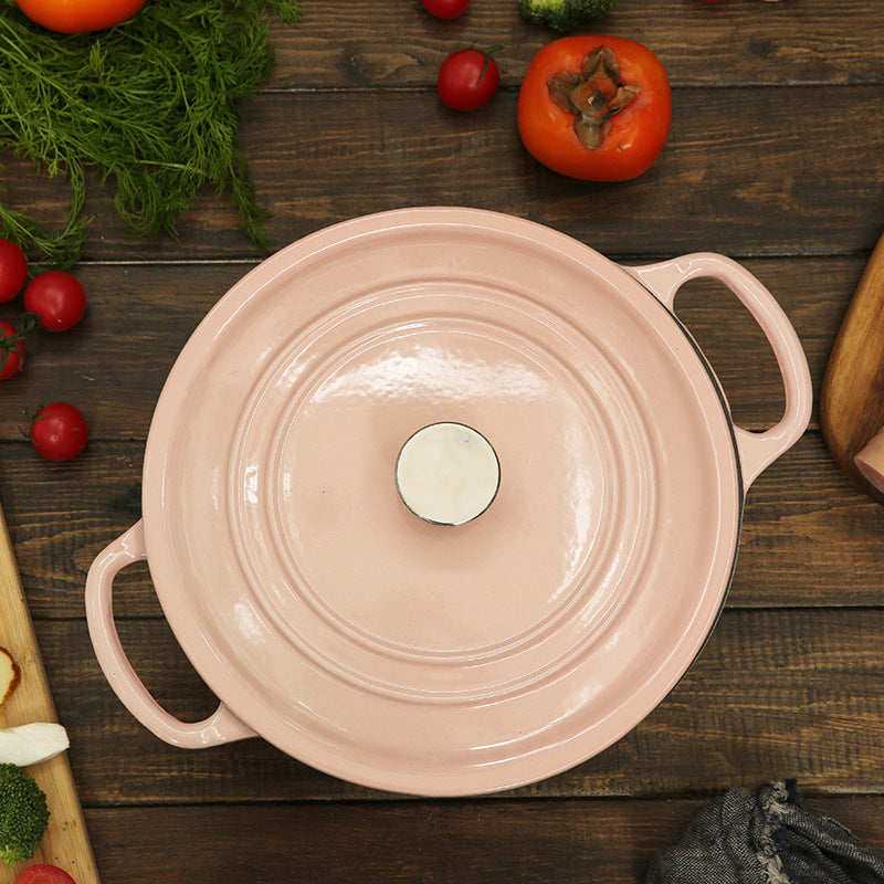 Enamel Cast Iron Soup Pot with Lid for Cooking 