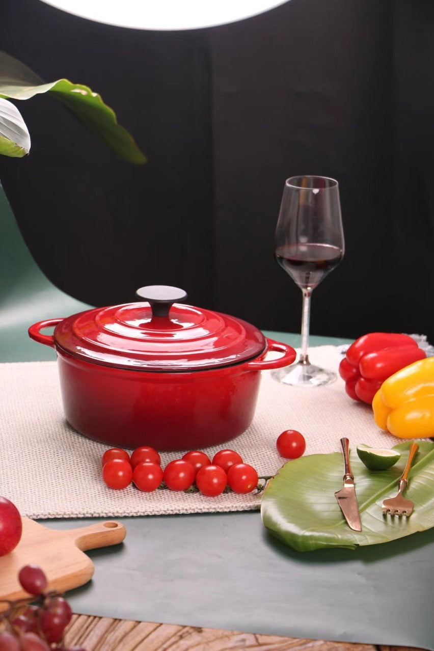 Enamel Cast Iron Hat Pot Stock Pot for Stews 