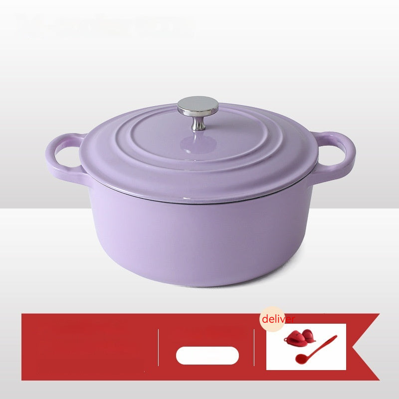 Enamel Cast Iron Soup Pot with Lid for Cooking 
