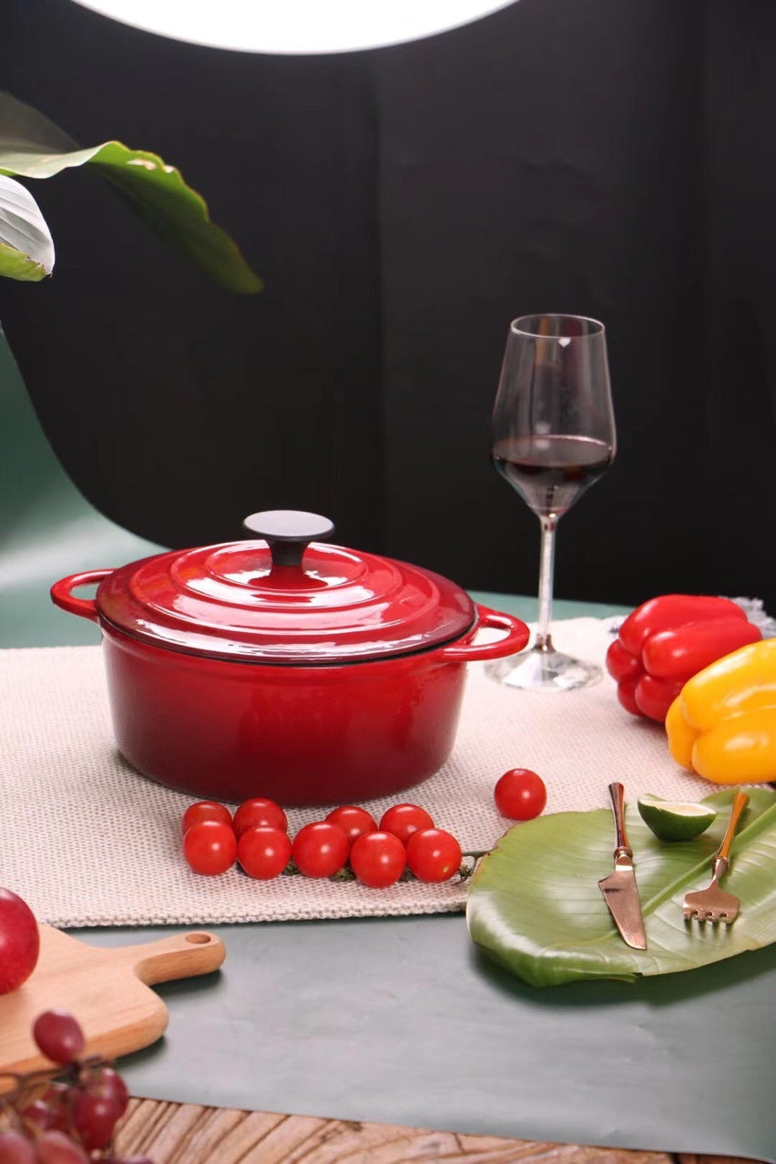 Enamel Cast Iron Hat Pot Stock Pot for Stews 