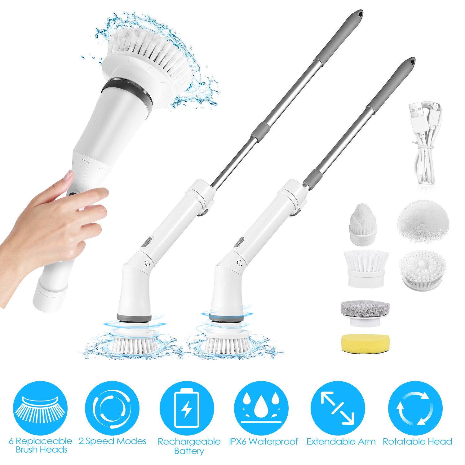 Electric Spin Scrubber Cordless Cleaning Brush