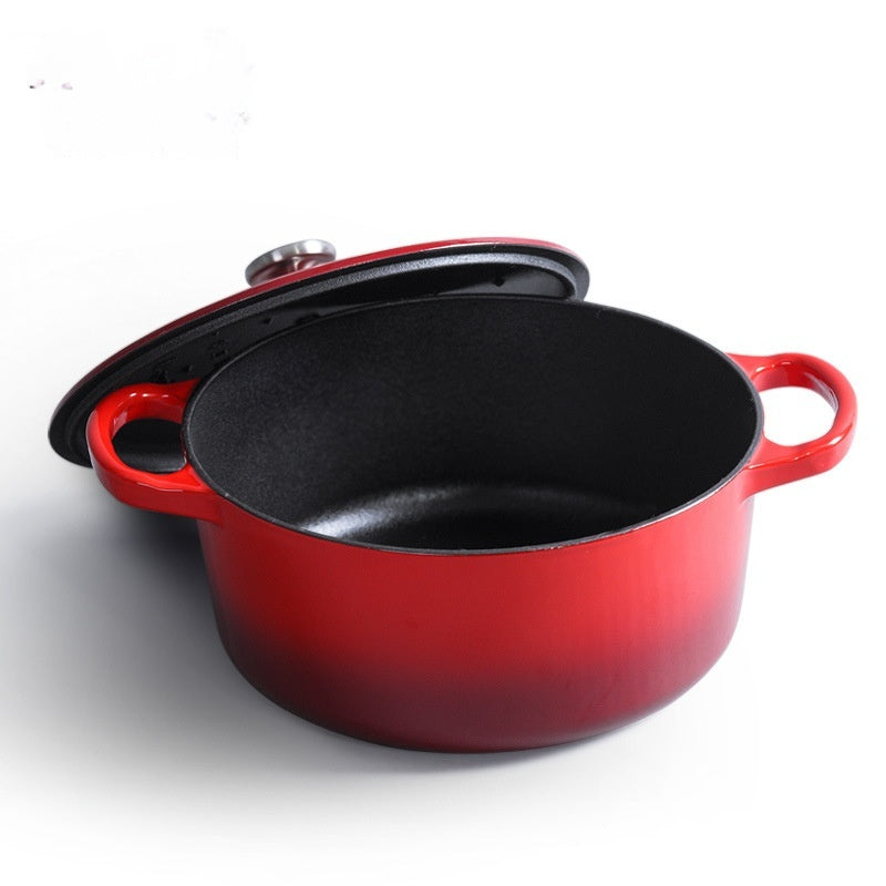 Enamel Cast Iron Soup Pot with Lid for Cooking 