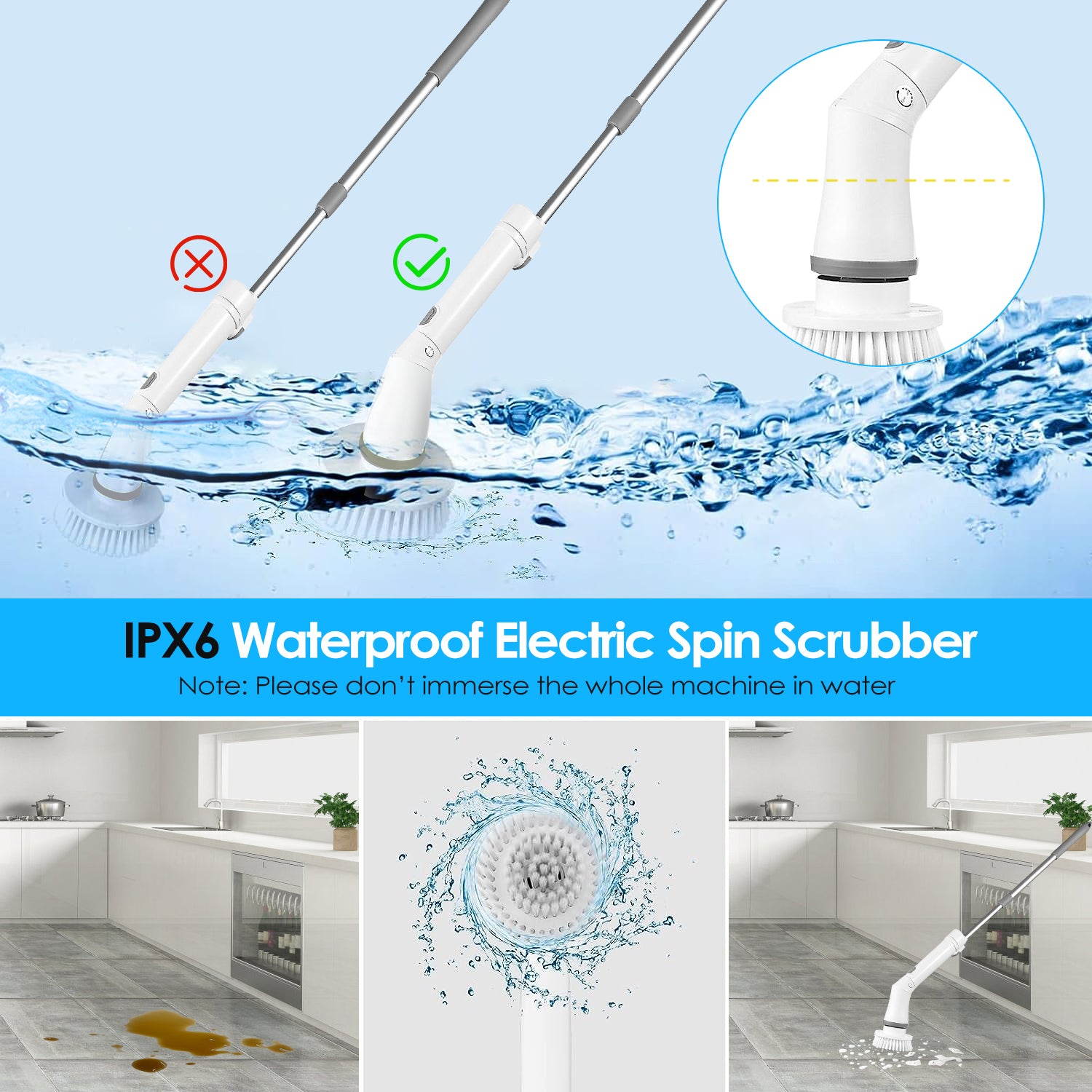 Electric Spin Scrubber Cordless Cleaning Brush